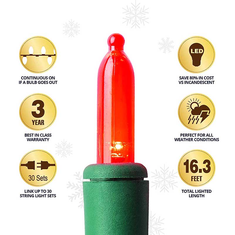 Outdoor/Indoor Christmas Lights 50-Count Total HM5 LED Bulbs,Multi-Color Outdoor/Indoor Christmas Lights 50-Count Total HM5 LED Bulbs,Multi-Color